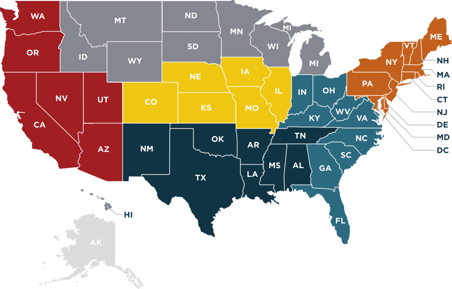 ASTA America Sales Territory Map