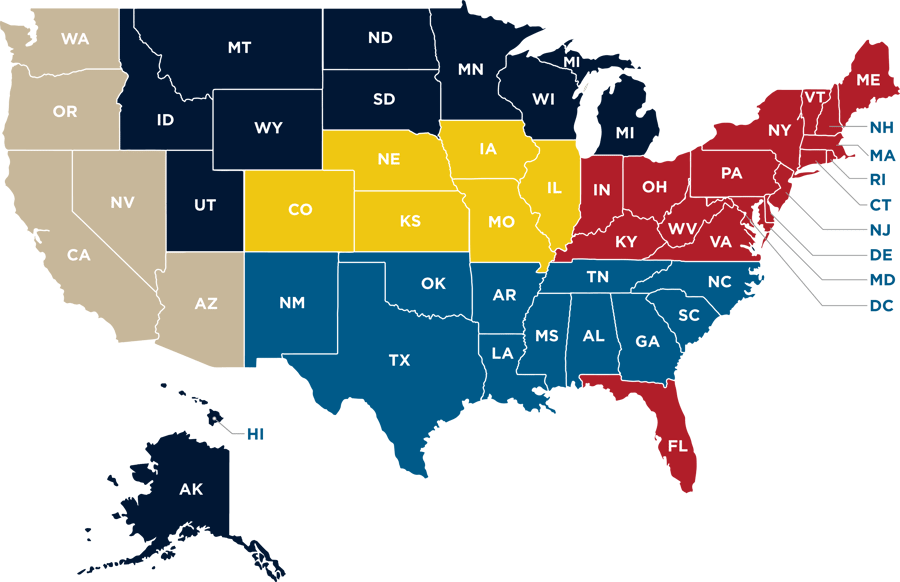 ASTA America Sales Territory Map